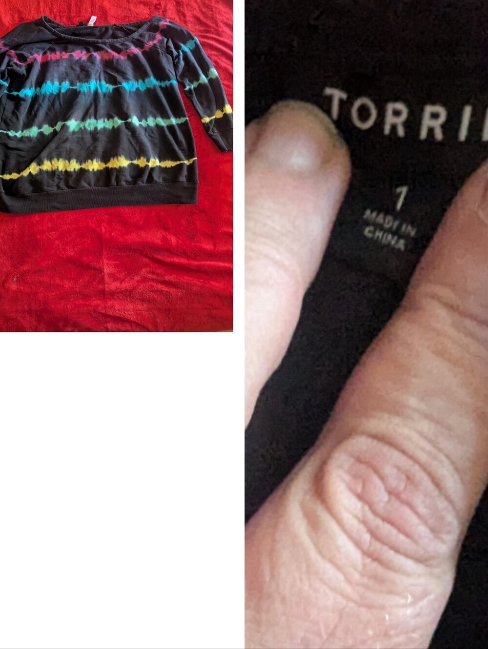 torrid Black Sweatshirt with Rainbow Tie-Dye Stripes